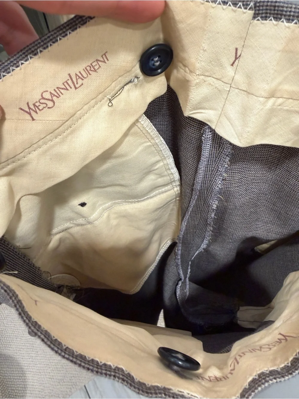 Yves Saint Laurent Men's Taupe/Beige Wool Suit